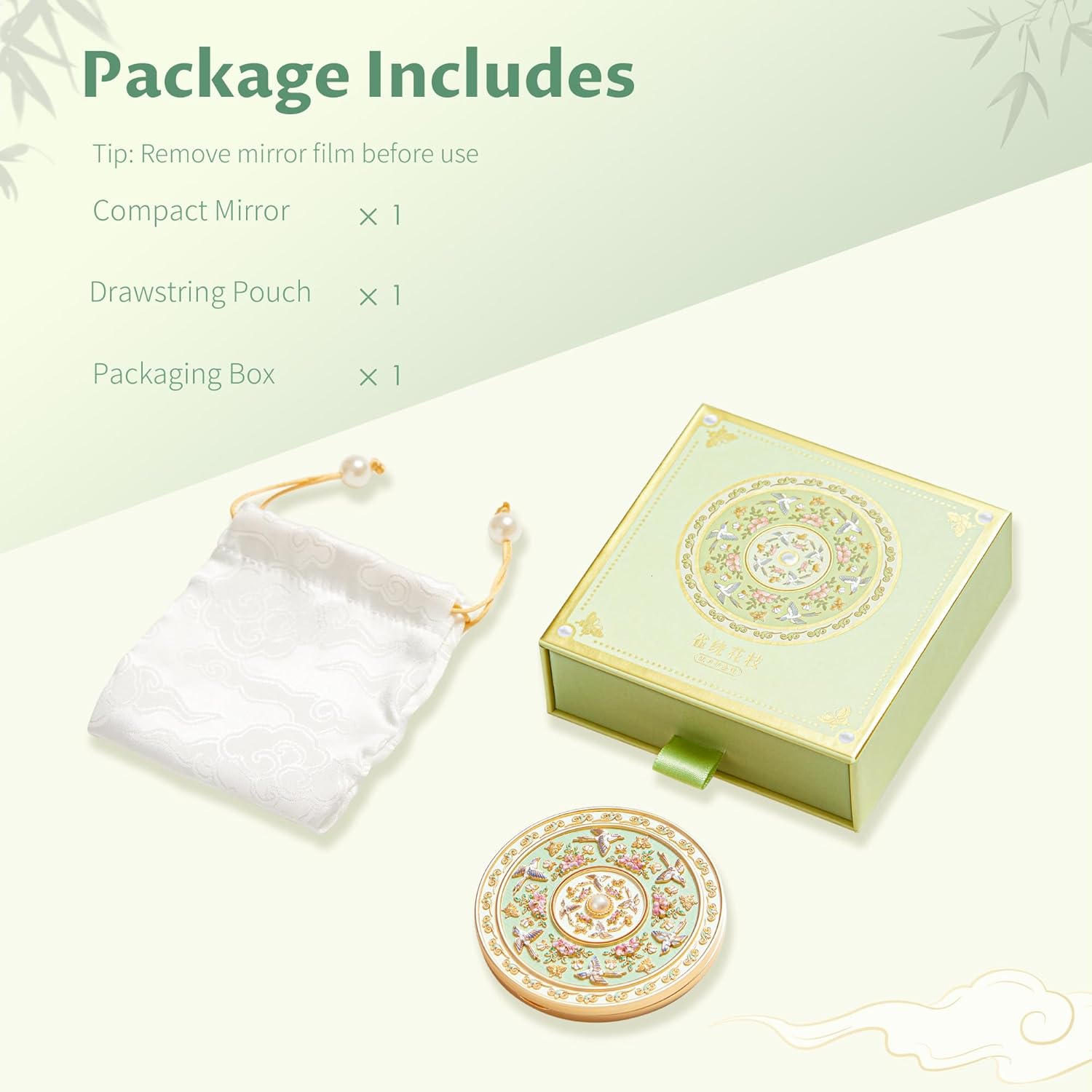 Compact Mirror, Mini Travel Makeup Mirror Small Magnifying Mirror for Purse Bag Pocket, Portable Folding Vanity Mirrors with Cute Storage Pouch