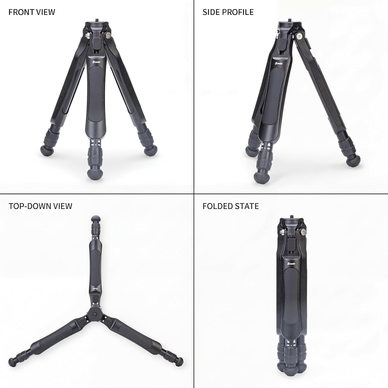 Zeadio Adjustable Camera Tripod, Portable Aluminum Tabletop Travel Tripod, 3-Stage Height Adjustable, with 1/4" Mount for DSLR, Gimbal, Smartphone, Action Camera etc